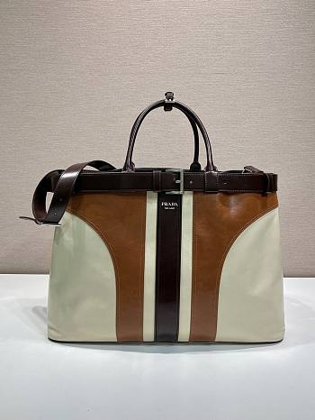 Prada Buckle antiqued leather bag with belt 48x34x18cm