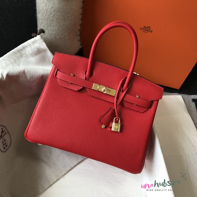 Hermes Birkin Bag Red Togo Gold  - 1