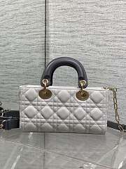 Dior Lady D-Joy Small Bag Lambskin Grey 22x6x12cm - Unahubs - 5