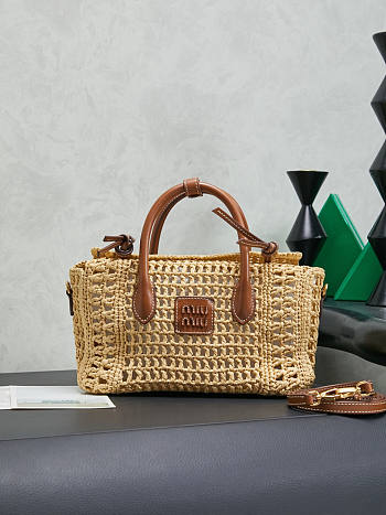 Miu Miu Raffia handbag Cognac 25.5x14.5x9.5cm