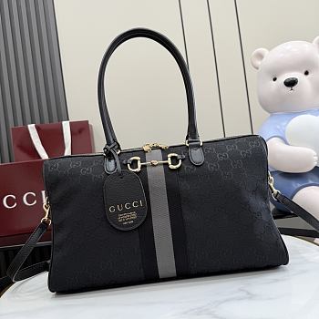 Gucci Borsetto large boston bag Grey and black 38.5x12.5x13cm - Unahubs 