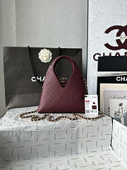 Chanel Small Shopping Bag Lambskin Gold Burgundy 23x23x7cm - 1