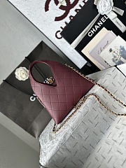 Chanel Small Shopping Bag Lambskin Gold Burgundy 23x23x7cm - 5