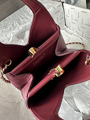 Chanel Small Shopping Bag Lambskin Gold Burgundy 23x23x7cm - 4