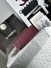 Chanel Small Shopping Bag Lambskin Gold Burgundy 23x23x7cm - 2