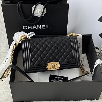 Chanel Medium Le boy Bag Black Caviar Gold 25cm