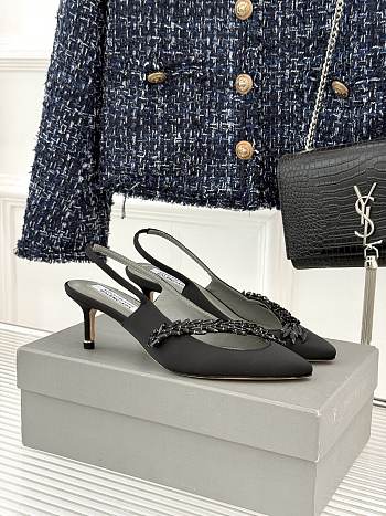 Balenciaga Manolo Blahnik 50mm Slingback in black satin