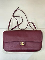 Chanel Maxi Flap bag Calfskin Gold-Tone Burgundy 32x19.5x10cm - 1
