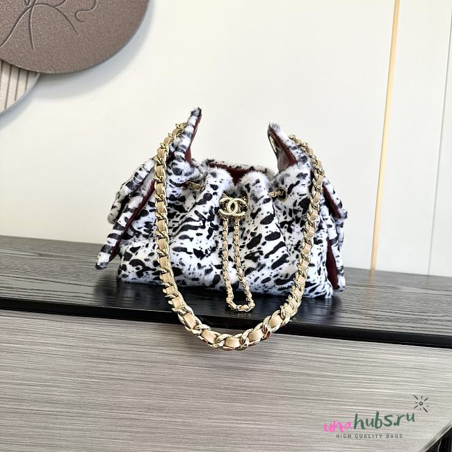 Chanel 25 Mini Handbag Pony Hair White Black 22x20x12.5cm - 1