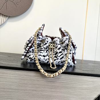 Chanel 25 Mini Handbag Pony Hair White Black 22x20x12.5cm