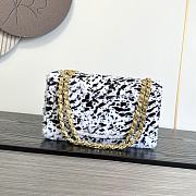 Chanel Medium Flap Bag White Black Calf Hair Gold 25cm - 4