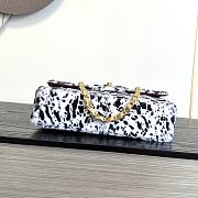 Chanel Medium Flap Bag White Black Calf Hair Gold 25cm - 2