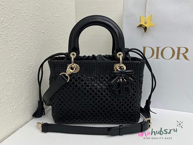 Dior Medium Lady Bag Black Woven Calfskin 24x21x12cm - 1