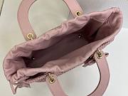 Dior Medium Lady Bag Pink Woven Calfskin 24x21x12cm - 5
