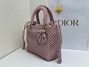 Dior Medium Lady Bag Pink Woven Calfskin 24x21x12cm - 4