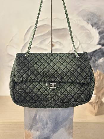 Chanel Denim Denimpression Flap Green Black 39x26x11cm