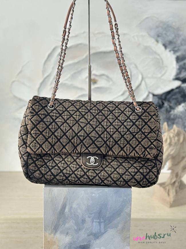 Chanel Denim Denimpression Flap Rose Black 39x26x11cm - 1