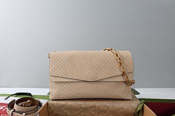 Gucci Large Chain Shoulder Bag in Beige Suede 36x19.5x9.5cm