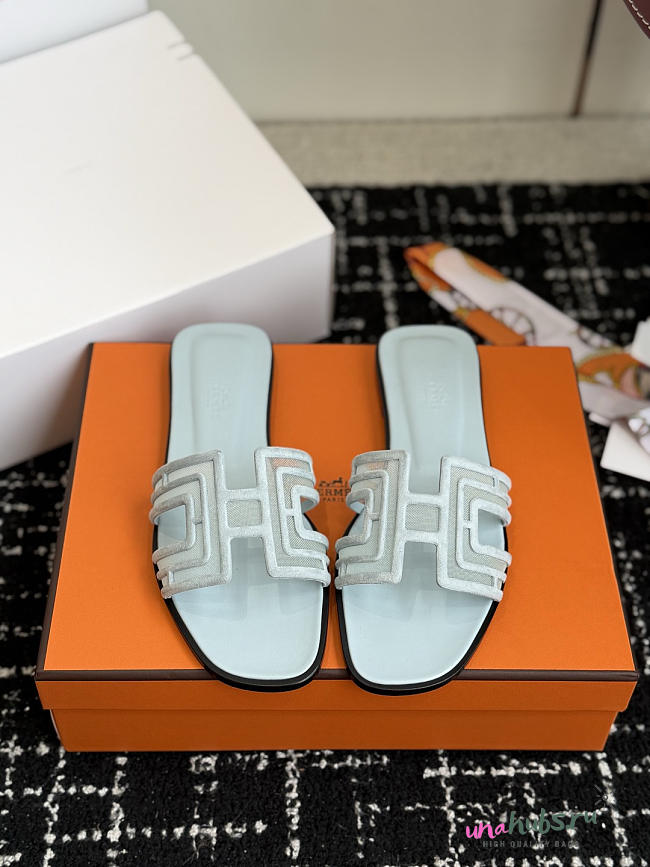 Hermes Oran sandal blue - 1
