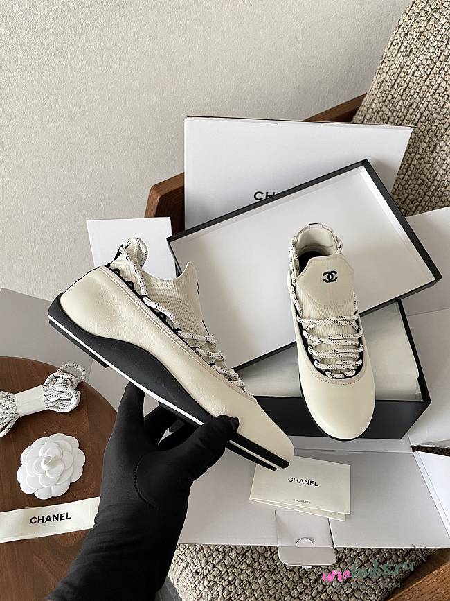 Chanel Sneakers Lambskin & Mixed Fibers White - 1