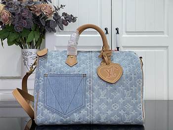 Louis Vuitton Speedy 30 Denim Blue 34x22x19cm - Unahubs