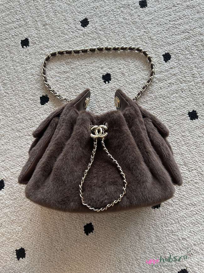 Chanel 25 Mini Handbag Pony Hair Brown 22x20x12.5cm - 1