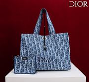 Dior Dioriviera Medium Spongy Book Tote Blue 36x24x20cm - 1