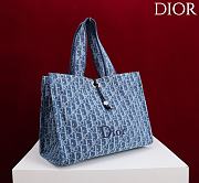 Dior Dioriviera Medium Spongy Book Tote Blue 36x24x20cm - 5