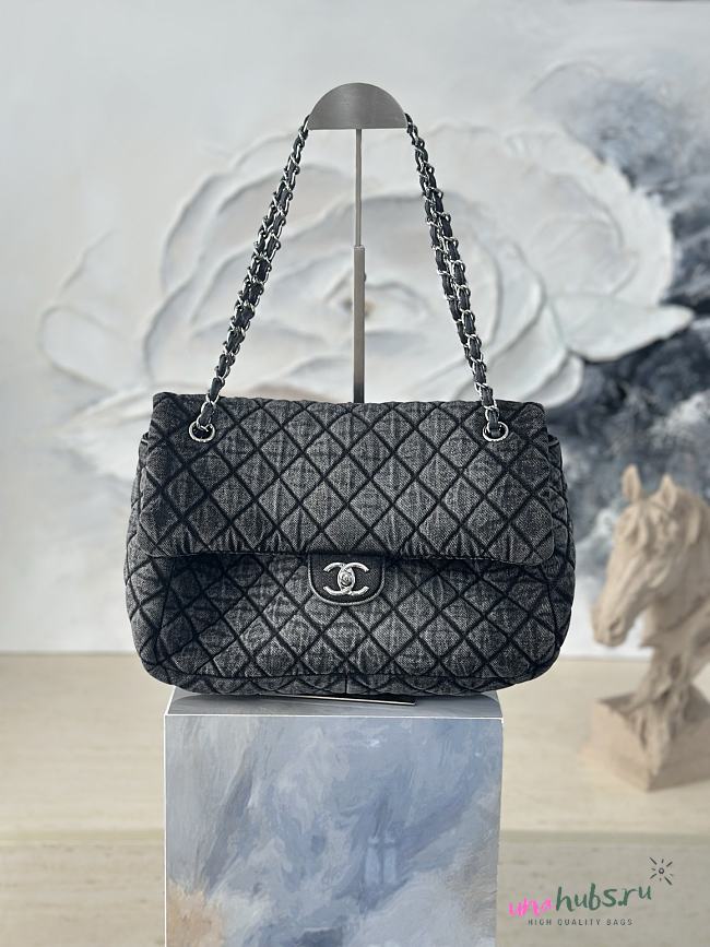 Chanel Denim Denimpression Flap Grey Black 33x20x10cm - 1