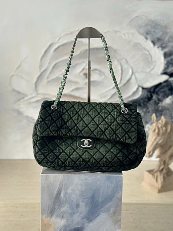 Chanel Denim Denimpression Flap Green Black 33x20x10cm
