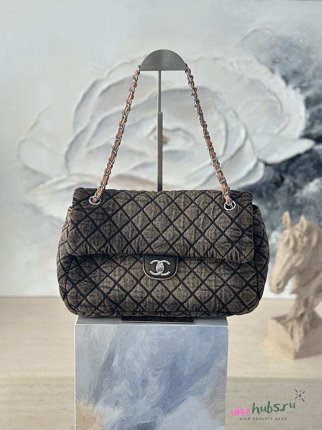 Chanel Denim Denimpression Flap Rose Black 33x20x10cm - 1