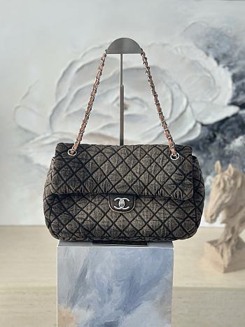 Chanel Denim Denimpression Flap Rose Black 33x20x10cm