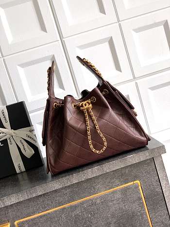 Chanel 25 Handbag Chocolate Brown Caviar Gold 30x26x14cm