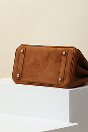 Hermes Birkin 25 Brown Suede Silver 25cm - 5