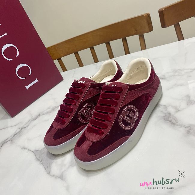 Gucci Velvet Burgundy sneaker - 1