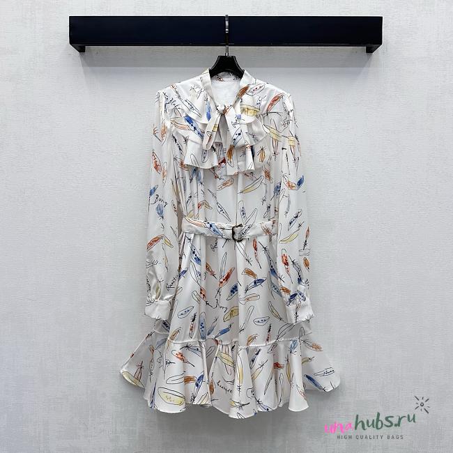 Burberry Rhiannon Feather-Print Silk Neck-Scarf Blouse - 1