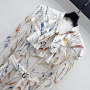 Burberry Rhiannon Feather-Print Silk Neck-Scarf Blouse - 2