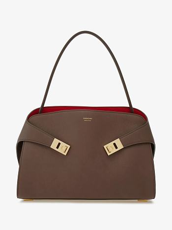 Ferragamo Hug soft bicolor shoulder bag M 34x25x15.5cm