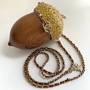 Chanel Acorn Minaudiere Wood Strass Gold 17x7x7cm - 3