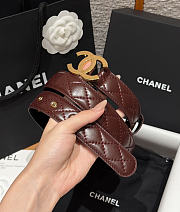 Chanel Leather Belt Burgundy Gold 30mm - 4