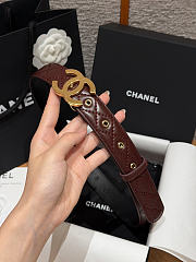 Chanel Leather Belt Burgundy Gold 30mm - 3