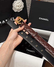 Chanel Leather Belt Burgundy Gold 30mm - 2