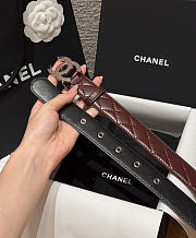 Chanel Leather Belt Burgundy Silver 30mm - 4