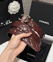 Chanel Leather Belt Burgundy Silver 30mm - 2
