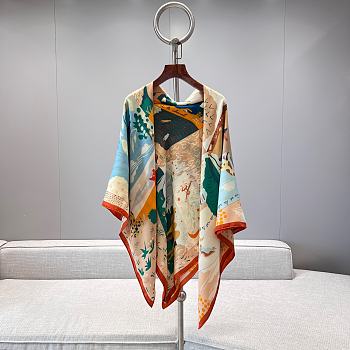 Hermess Scarf Le Livre d'Esope shawl 136x137cm