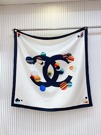 Chanel Silk CC Planet Scarf Multicolor 90x90cm