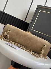 Chanel Maxi Flap bag Dark Beige Suede Gold 32x19.5x10cm - 5
