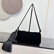 Chanel Tassel Barrel Bag Black Velvet Gold Hardware 23.5x12x12cm - 1