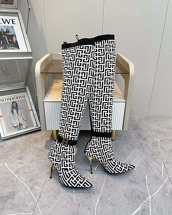 Balmain Raven Monogram thigh-high Boots