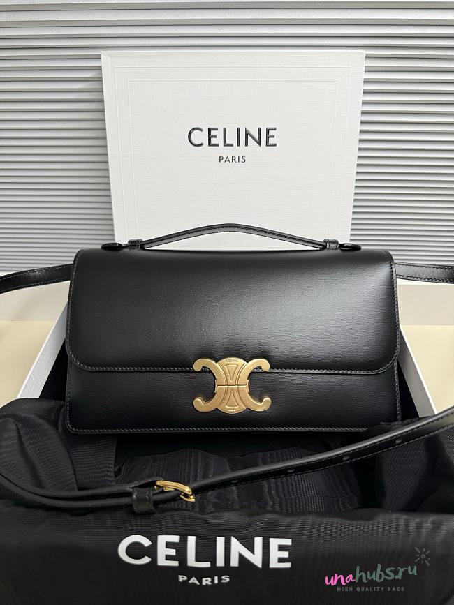 Celine Medium Triomphe Folio Black 25.5x14x7.5cm - 1